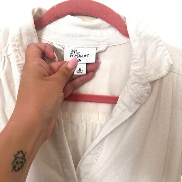 LISA MARIE‎ FERNANDEZ X TARGET Ric Rac Shirt Linen Midi Dress White Sz 0 - Picture 5 of 6